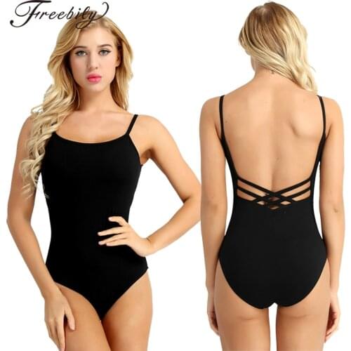Fashion Women Adult Gymnastics Leotard Spaghetti Straps Built-in Bra Professional Ballet Leotards Dance Wear Dancing Bodysuit