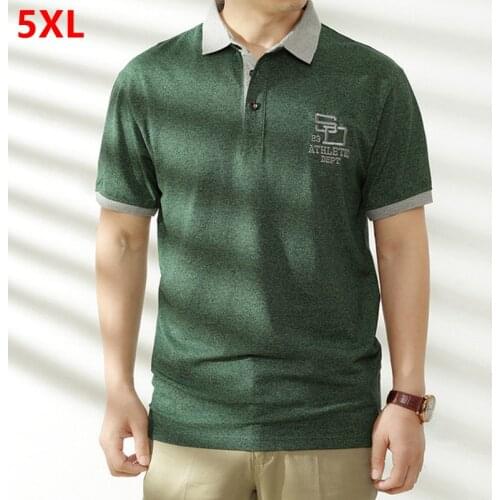 Large size mens large short-sleeved male 5XL 4XL lapel plus size XL oversized half-sleeve solid color POLO shirt