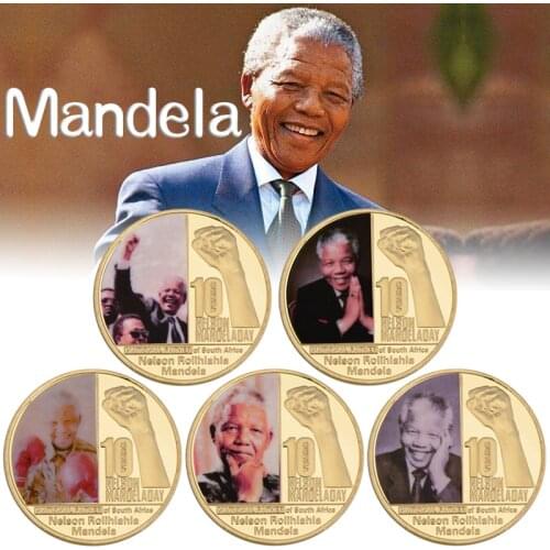 Nelson Rolihlahla Mandela Gold Collectibles Coins with Box Famous Africa President Challenge Coin