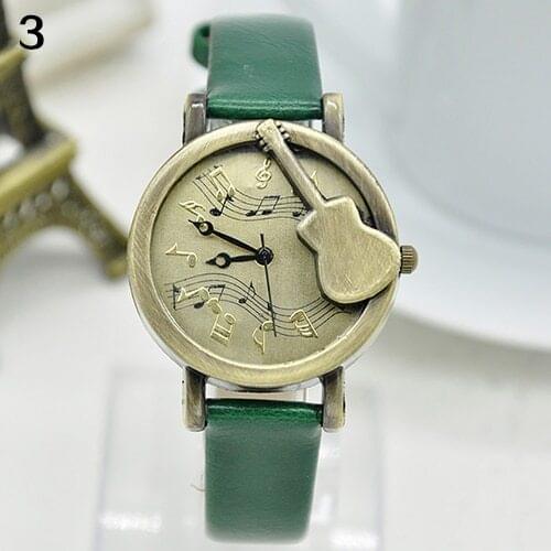 2017 New Men Women Vintage Guitar No Number Pointer Note Dial Casual Quartz Wrist Watch re