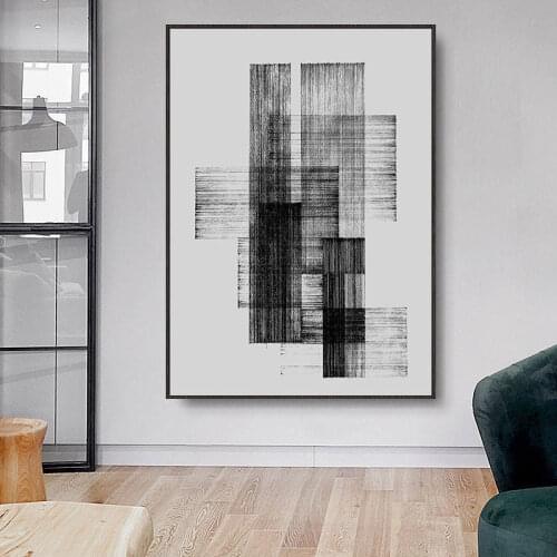Nordic Morden Black white line canvas painting posters and print wall art pictures for living room Office art poster Unframed