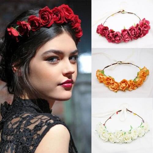 New Bohemian Fashion Hairband for Women Floral Crown Headband Artificial Flowers Ladies Sweet Wedding Wreath Hair Accessories