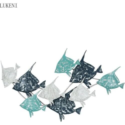 Simple Modern Wrought Iron Fish Wall Hanging Decoration Home Livingroom Wall Mural Ornaments Hotel Office Wall Sticker Crafts