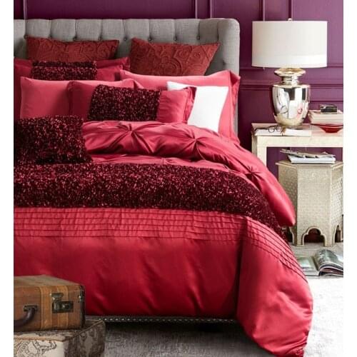 Red Luxury bedding set designer bedspreads cotton silk sheets quilt duvet cover bed in a bag linen full queen king double size
