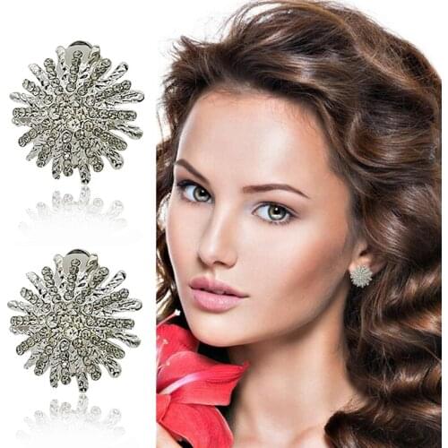 American Style Clip on Earrings Women Luxury Sun Flower wild Multi-Varietal Round Temperament Earrings Jewelry Wholesale