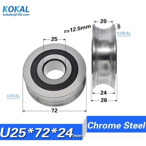 [U2572-24] 2pcs/Lot high loading inner diamater 25mm outer diameter 72mm chrome steel Gcr15 U groove Concaved ball groove wheel