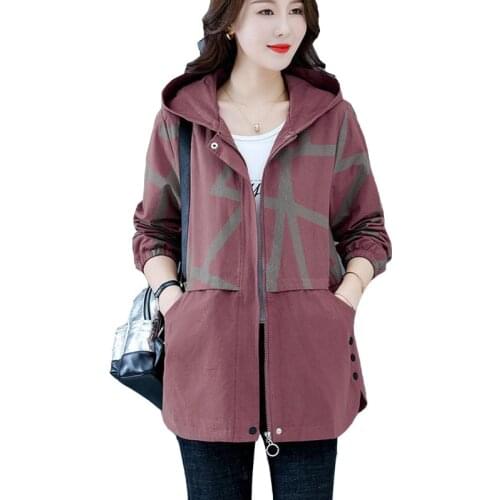Womens Hooded Jackets 2021 Spring Autumn Causal Windbreaker Famale Jackets Basic Coats Zipper Jackets Outwear Plus Size 5XL