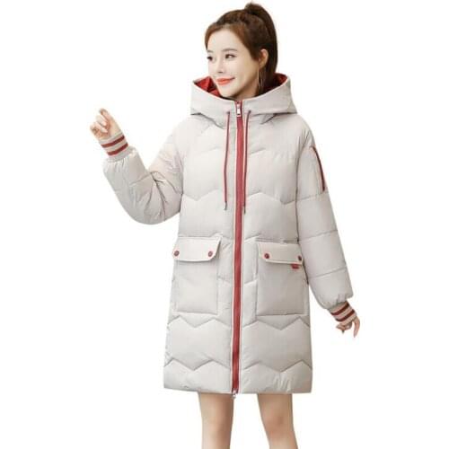 Winter Womens Cotton Padded Long Jacket Fashion Female Hooded Warm Coat Parkas Plus Size XS-3XL