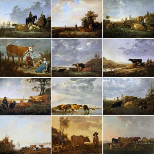 Famous Netherlands Painter Aelbert Cuyp Series Diamond Painting Cross Stitch Mosaic Home Decoration