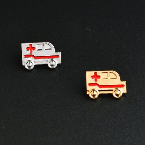 Gold Silver Color Ambulance Metal Brooch Pin Medical Jewelry Doctor Nurse Medicine Brooch Graduation Gift for Medical Students