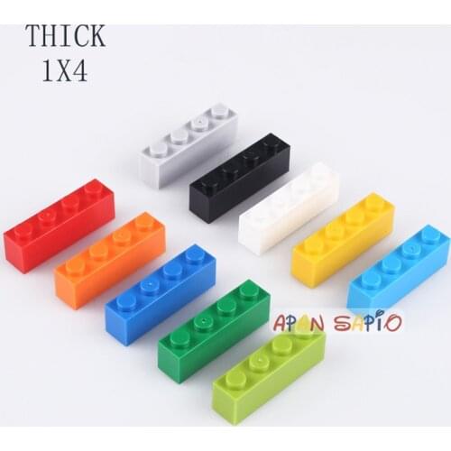 100PCS/lot DIY Building Blocks Thick 1x4Dots Educational Creative Bricks fit lego bricks size kids gift Toys for Children
