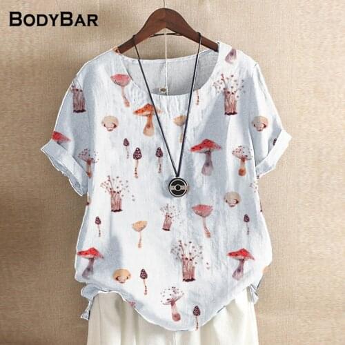 2021 Fashion Short Sleeve O-Neck T Shirt Mushroom Printed Ladies Top Loose Oversized T-shirt Casual Tops Woman Summer Pullovers