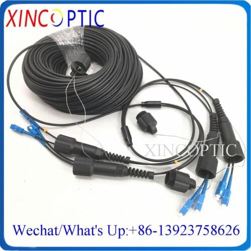 30M,SM,MM 4Core,G657A,OM1 OM2 Armored Black Cable,4.0mm,4C Multimode SingleMode PDSCPC Armoured Fiber Optic Patch Cord Connector