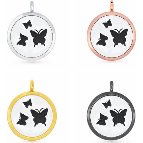 30mm Hollow Butterfly Animal Aromatherapy Essential Oil Perfume Diffuser Locket Pendant with 6pcs PadS Fit Necklace key Chains