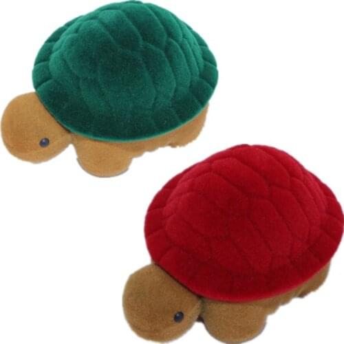 Tortoise Velvet Jewelry Boxes Organizer Ring Earrings Stud Storage Holder Case Kids Birthday Christmas Gift Packing Box