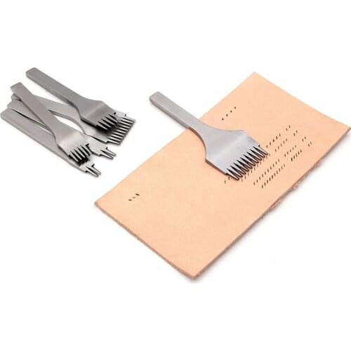 White Steel Stitching Lacing Punch Chisel Oblique Flat Cut Gear Pitch Tool Polished Prongs Leather Craft Hole Puncher