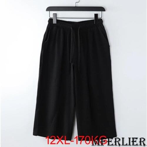 Summer spring men vintage pants linen cotton chinese style pants plus size 12XL 7XL 8XL 9XL 10XL khaki Straight pants Stretch 54