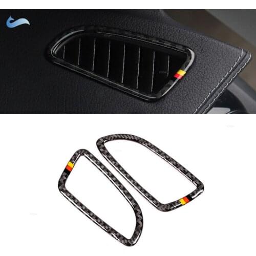 For Mercedes Benz C Class W205 C180 C200 C300 GLC260 2pcs Carbon Fiber Air Conditioning Air Vent Outlet Cover Decor Trim