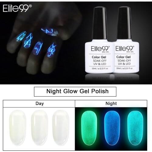 Elite99 10ml Glow In Dark Gel Varnish Hybrid Nail Polish Soak Off Luminous UV Gel Nail Polish Semi Permanent Enamel Nail Art Gel