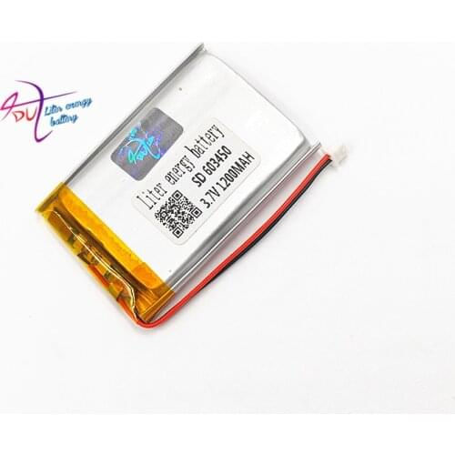 JST 1.25mm 2pin 3.7V 1200mAh Lithium Polymer LiPo Rechargeable Battery connector For GPS DVD mobile video game E-books 603450