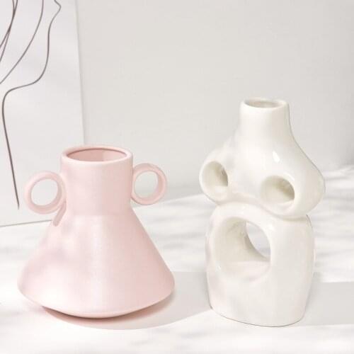 Nordic Ins Ceramics Vase Living Room Dining Table Flower Arrangement Container Art Vases Flowerpot Home Decorations Accessories