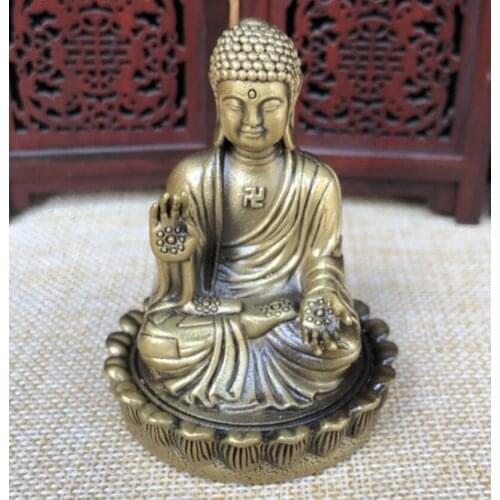 China brass lotus Tathagata Buddha small crafts statue