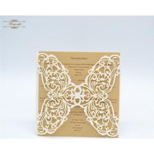 Classical european style create laser cut wedding invitation cards cream