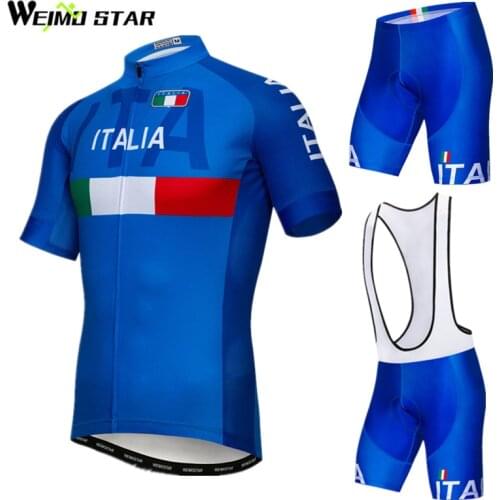 Weimostar Italia Team Cycling Jersey Set Men Mountain Bike Cothing Summer MTB Bicycle Clothes Maillot Ciclismo Road Cycling Wear