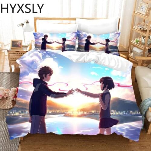 Your Name Luxury Bedding Set Japan Anime Cartoon Duvet Cover Set Comforter Bedspread Linen Twin Single Size Printed Home Textile