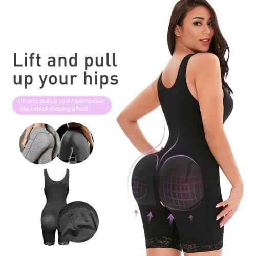 Fajas Colombianas Full Body Shaper Underwear Bodysuit Women Clip and Zip Waist Lace Slimming Shaper Corset Shapewear Butt Lifter