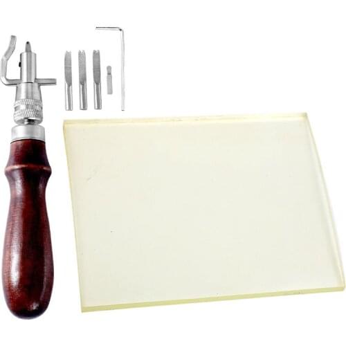 LMDZ Leather Groover Edger Beveler Leathercraft Stitching DIY Adjustable Leather craft Sets Leather Carving with Cutting Mat