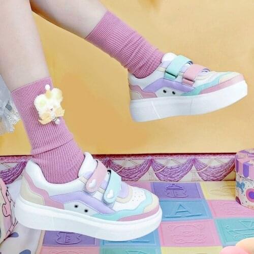 Sweet lolita shoes vintage round head thick bottom college style casual sneakers women shoes cute kawaii shoes loli cosplay