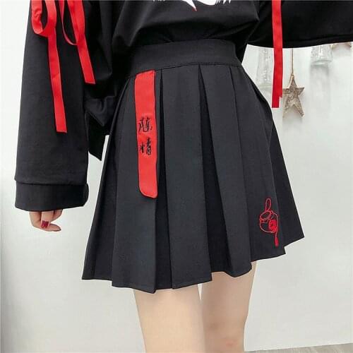 Mo Dao Zu Shi Grandmaster Of Demonic Cultivation Mini Skirt Vintage Gothic Pleated Skirt Shorts High Waist Printing A-line Skirt