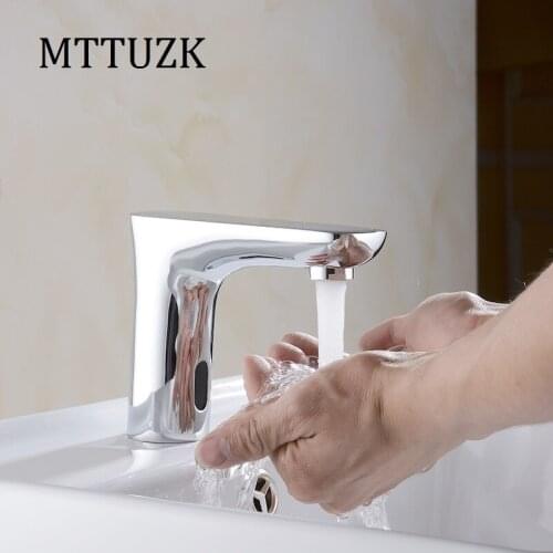 MTTUZK Deck Mounted Brass chrome plating Automatic Sensor Faucet Bathroom Basin Touchless infrared Faucet Hot Cold Sensor Taps