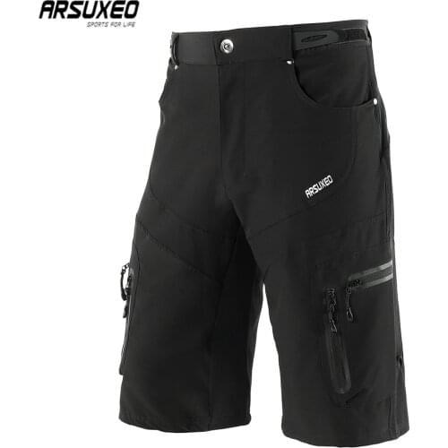 ARSUXEO Mens Summer Outdoor Sports Cycling Shorts Breathable Downhill MTB Mountain Bike Bicycle shorts Loose Fit 1806