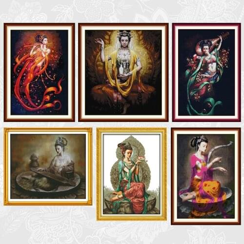 Dunhuang figure series Cross Stitch Patterns counted Printed on Canvas 14CT 11CT DIY Handwork Embroidery Set Needlework Crafts