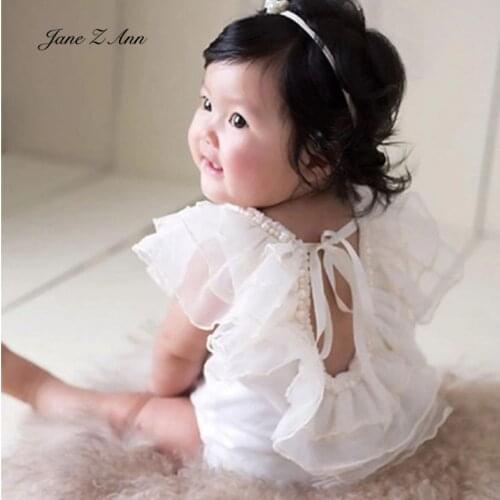 Newborn photography clothing 100 days baby girl photo gauze clothes girls white princess dress +floral headband