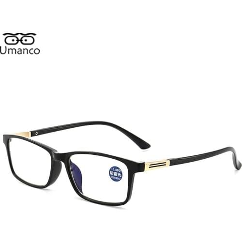 2021 New Unisex Reading Glasses with Light TR90 Frame Black Eyeglasses for Women Men Computer Eyewear Presbyopia +100~+400