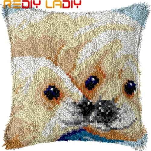 Latch Hook Cushion See Otter Love Pillow Case Printed Color Canvas Acrylic Yarn Latched Hook Pillow Crochet Cushion Cover Kits