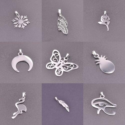 10Pcs/Lot Stainless Steel Pineapple Butterfly Charms Making Roses Snowflakes Pendant For Earrings Necklaces Jewelry Accessories