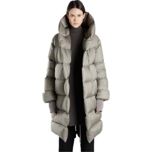 New Fashion Fluffy Goose Down Warm Oversized Down Parkas Coat Female Winter Coats Bread Style Hooded Longer Warm Jackets wq2592