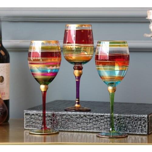 Hand-painted Crystal Glass Goblet Free Lead Grape Cup Wine Glass Christmas Holiday Decoration Drinkware