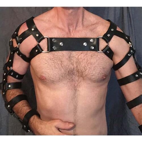 Sexual Leather Harness Men BDSM Gay Bondage Chest Arm Harness Lingerie Fetish Men Harness Belts Rave Gay Clothes for Adult Sex