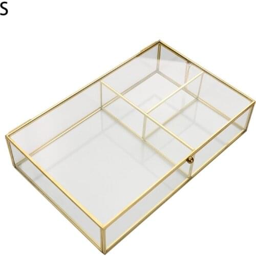 Geometric Clear Glass Jewelry Box Jewelry Organizer Holder Tabletop Succulent Plants Container Home Jewelry Storage Wholesale