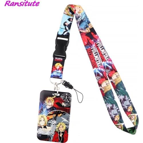 Ransitute R1932 Anime Boy Alchemist Lanyard Card Holder Student Hanging Neck Phone Lanyard Badge Subway Access Card Holder