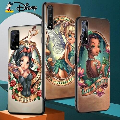 Silicone Cover Disney Princess For Realme 7 7i 6S 6i 6 5S 5i 5 3 3i 2 XT Narzo 20 10 Pro Black Soft Phone Case