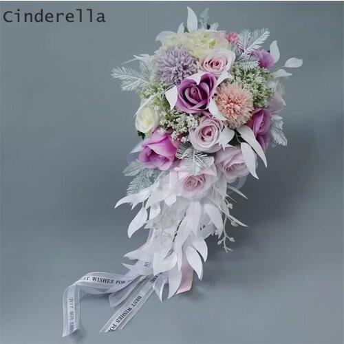 Cinderella Water Drop Wedding Bouquets Bridal Bridesmaid Flower Artificial Simulate Ivory Flower Bouquets