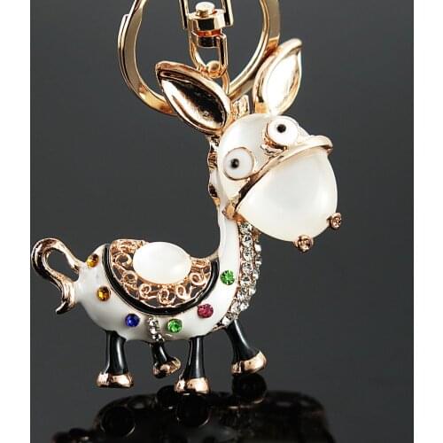 TianBo Enamel Donkey HandBag Pendant Crystal Keyrings Keychains For Car Purse Bag Buckle Party Gift Key chains Holder