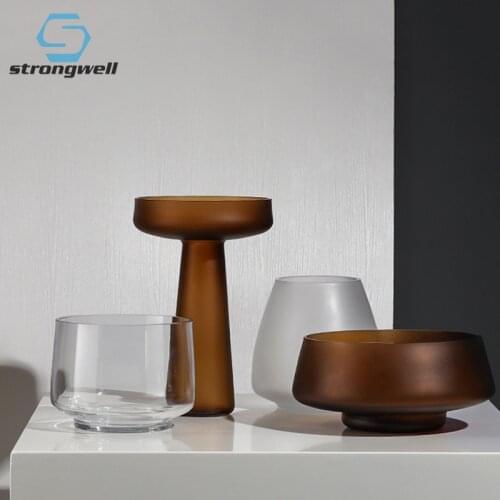 Strongwell Vintage Glass Vase Transparent Hydroponics Fruit Container Home Decoration Art Ornament Flower Arrangement Crafts