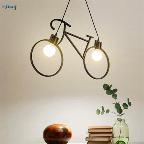 Nordic Vintage Bike Pendant Lights Kids Room Restaurant Bedroom Living Room De Bicycle Droplight Corridor Hanging Lamps Fixtures